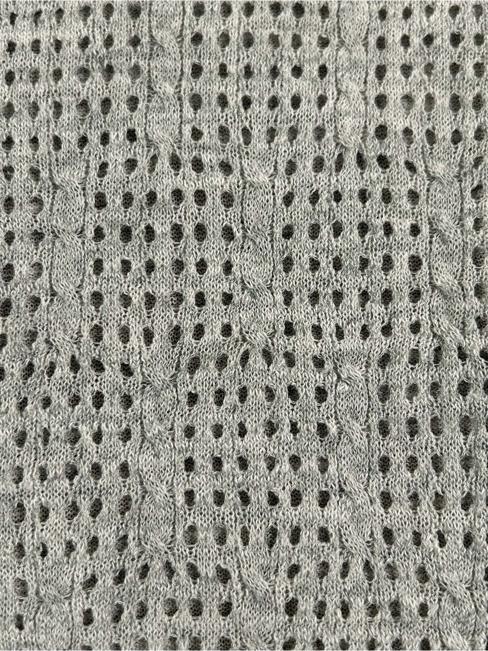 REBECCA TAYLOR Gray Open Knit Pointelle Sweater Sz L Quiet Luxury - Picture 6 of 11